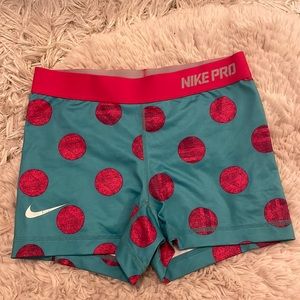 Adult Small Pink and Teal Polka Dot Spandex